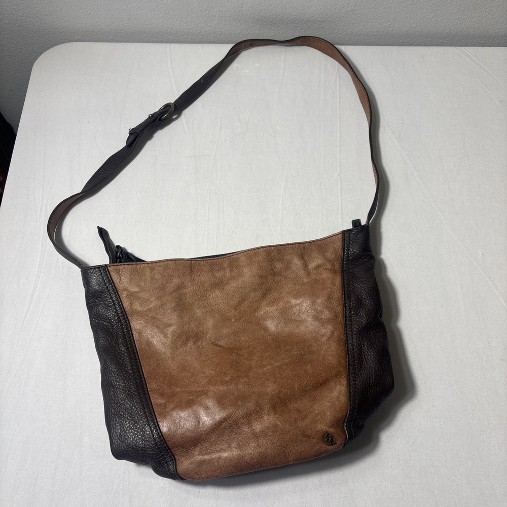 ELLIOTT LUCCA Brown Pebbled Genuine Leather Purse Shoulder Handbag Adjustable